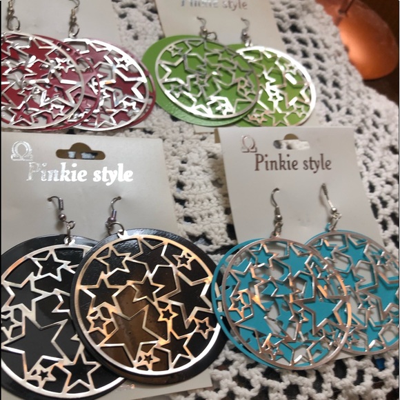 Big ✨ Stars ⭐️ Hoop Style Double layered Silver To - Picture 5 of 12